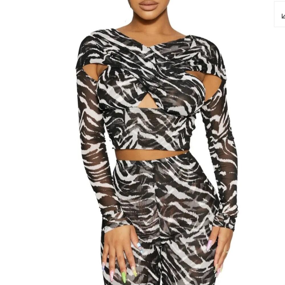 Naked Wardrobe Cross Front Mesh Top Brown Marble Swirl Medium